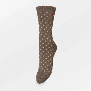Dotted Wola Sock| Hot Fudge Brown