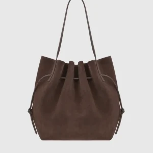 Scallop Tote Ganache Suede Leather