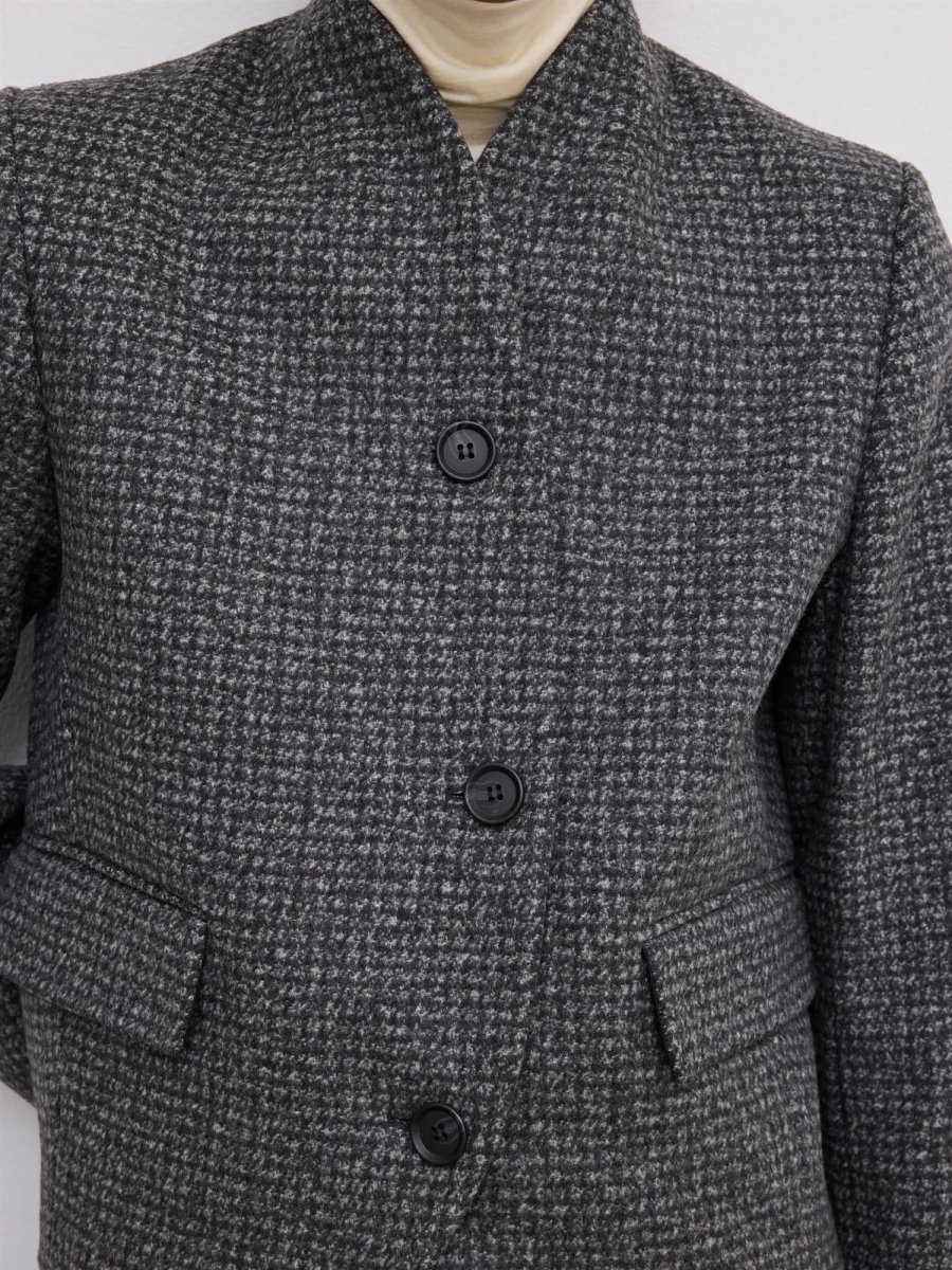 Short Curved Jacket Charcoal Grey - Image 3