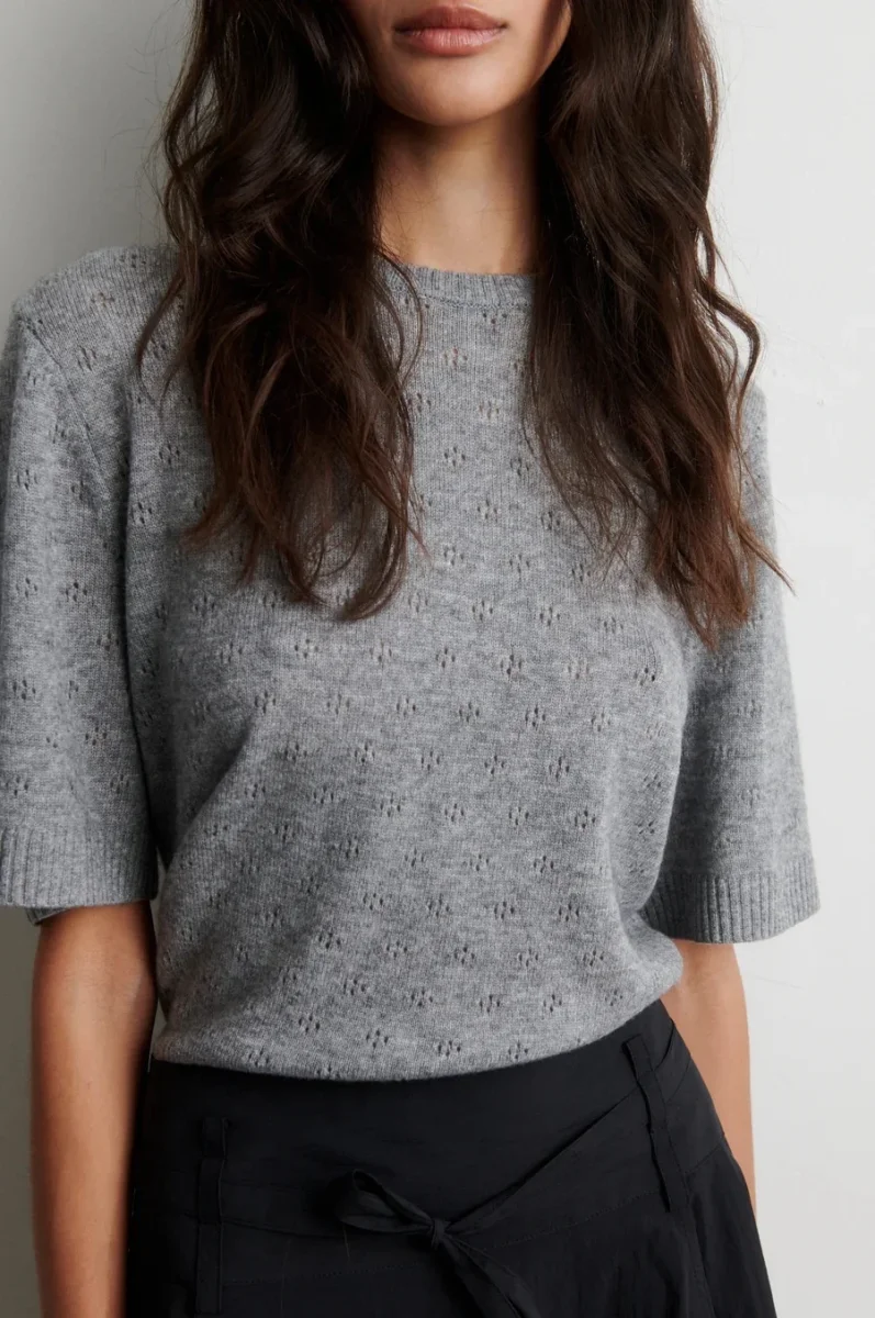 Amala Knit O-Neck Mid Grey Melange - Image 3