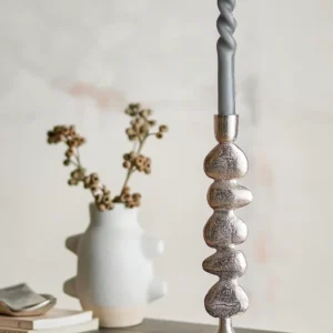 Metina Candle Holder Silver Aluminum